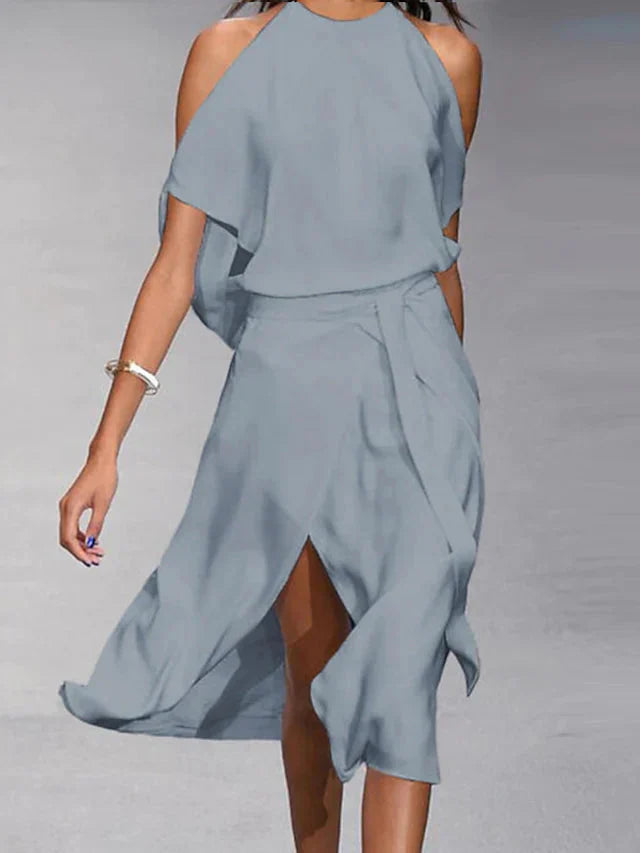 Flowing Halter Midi Dress