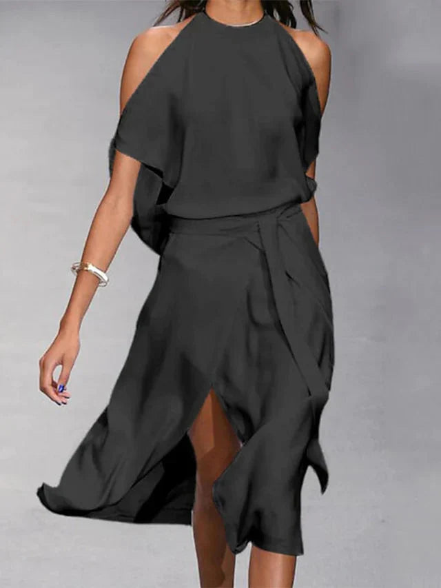 Flowing Halter Midi Dress