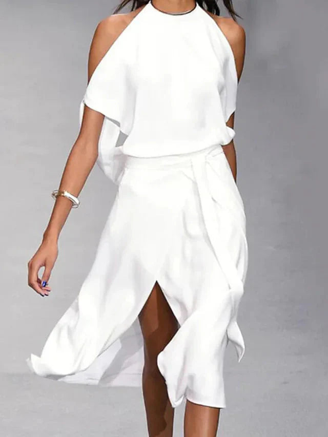 Flowing Halter Midi Dress