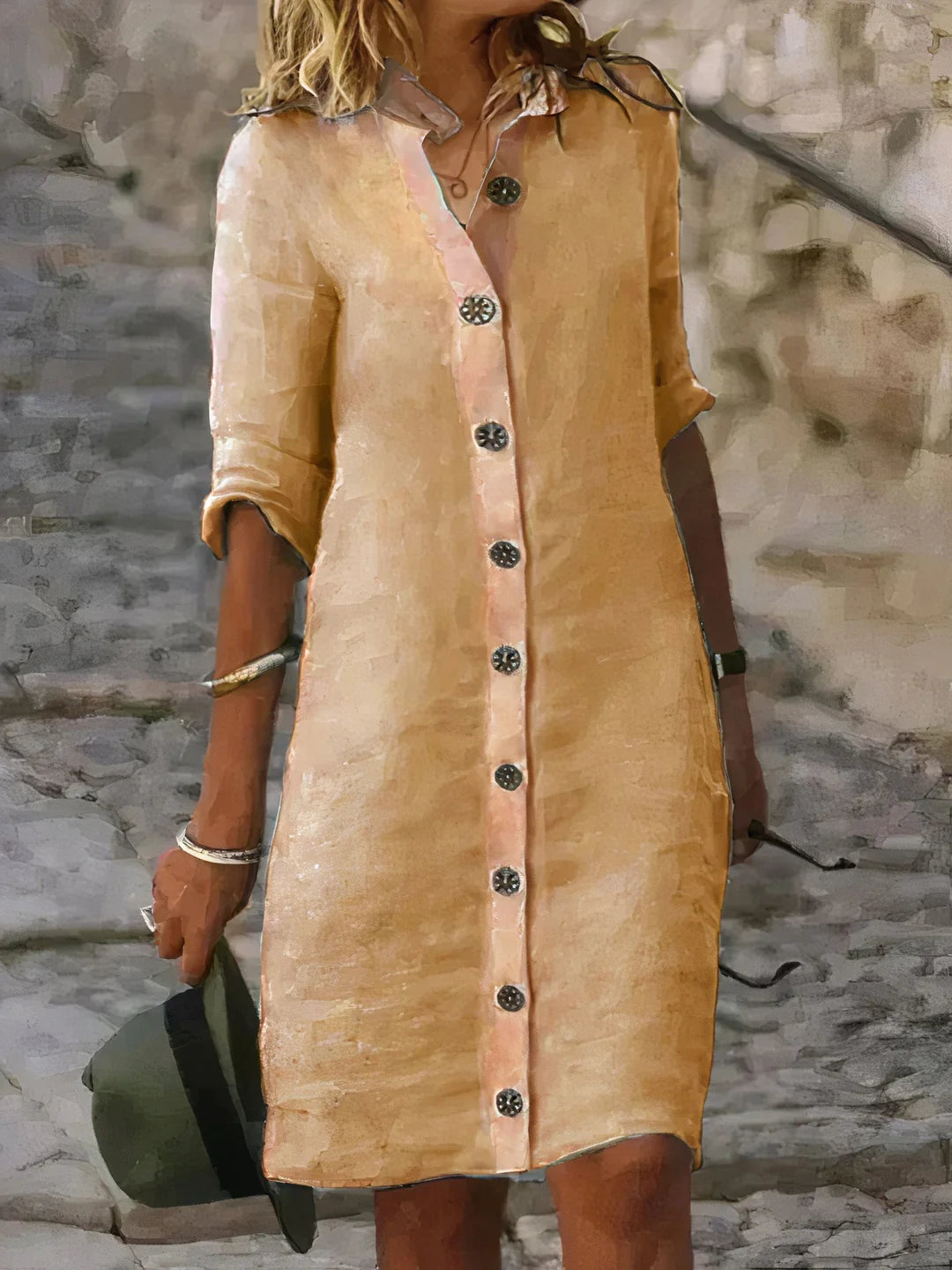 Casual Summer Linen Midi Dress