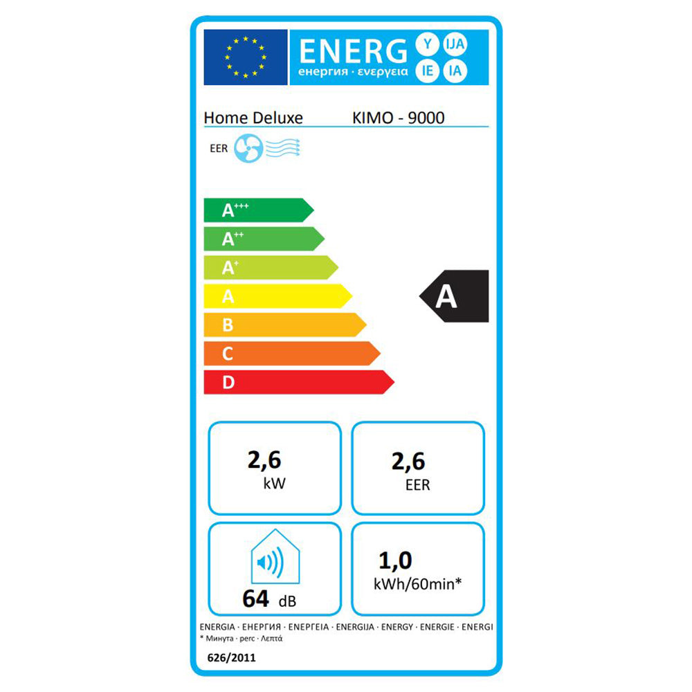 Mobiele Airconditioner KIMO – 9000 BTU, Wit/Zwart