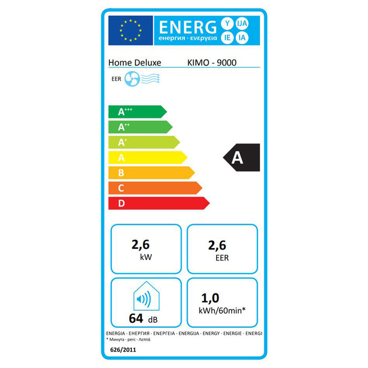 Mobiele Airconditioner KIMO – 9000 BTU, Wit/Zwart