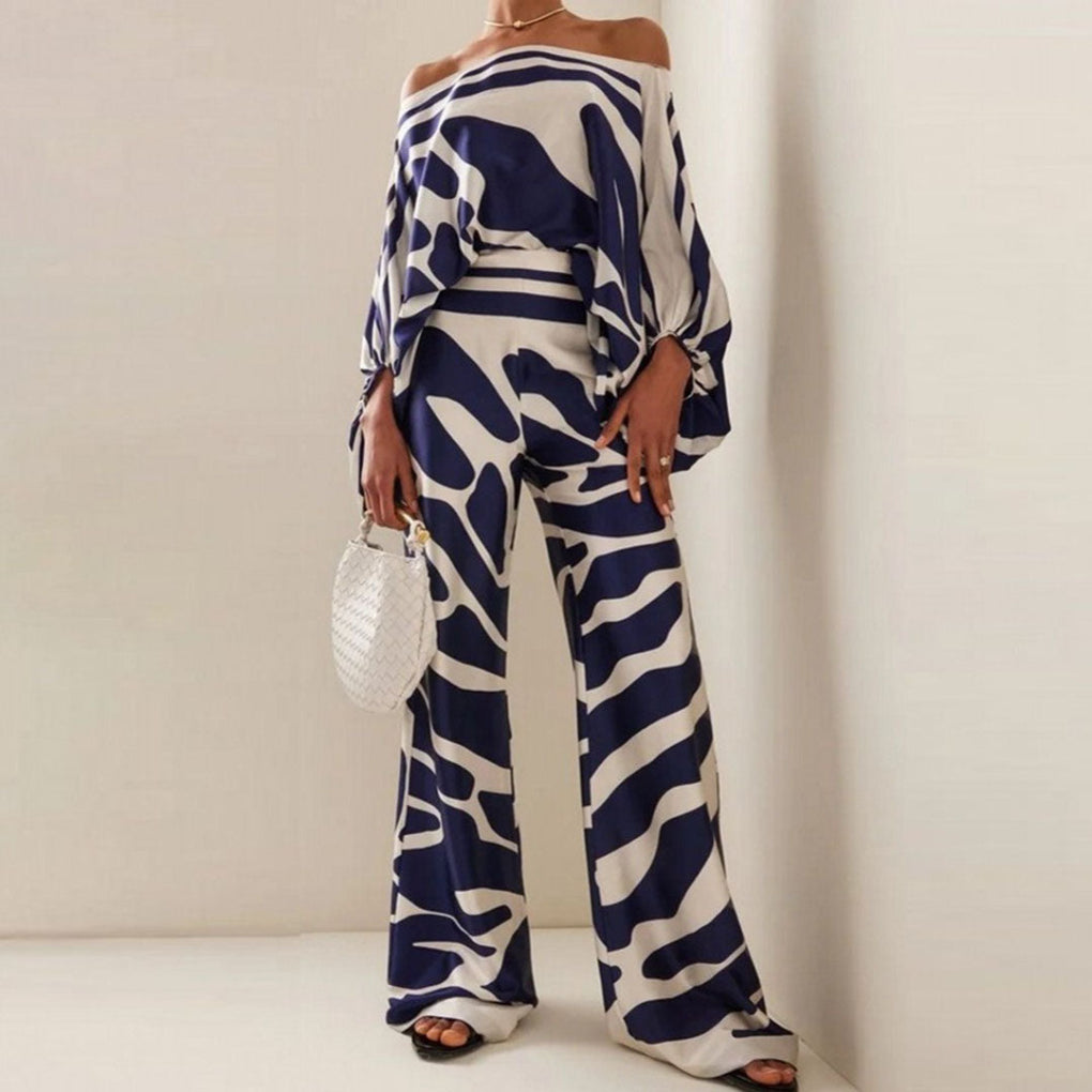 Off-Shoulder Style Women's Satin 2 Piece Set