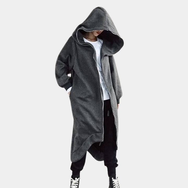 Oversized Women's Coat with Hood and Zipper – Cozy Elegance for Every Season