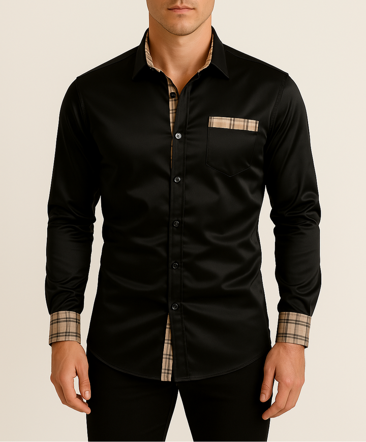 Refined Plaid Detail Shirt