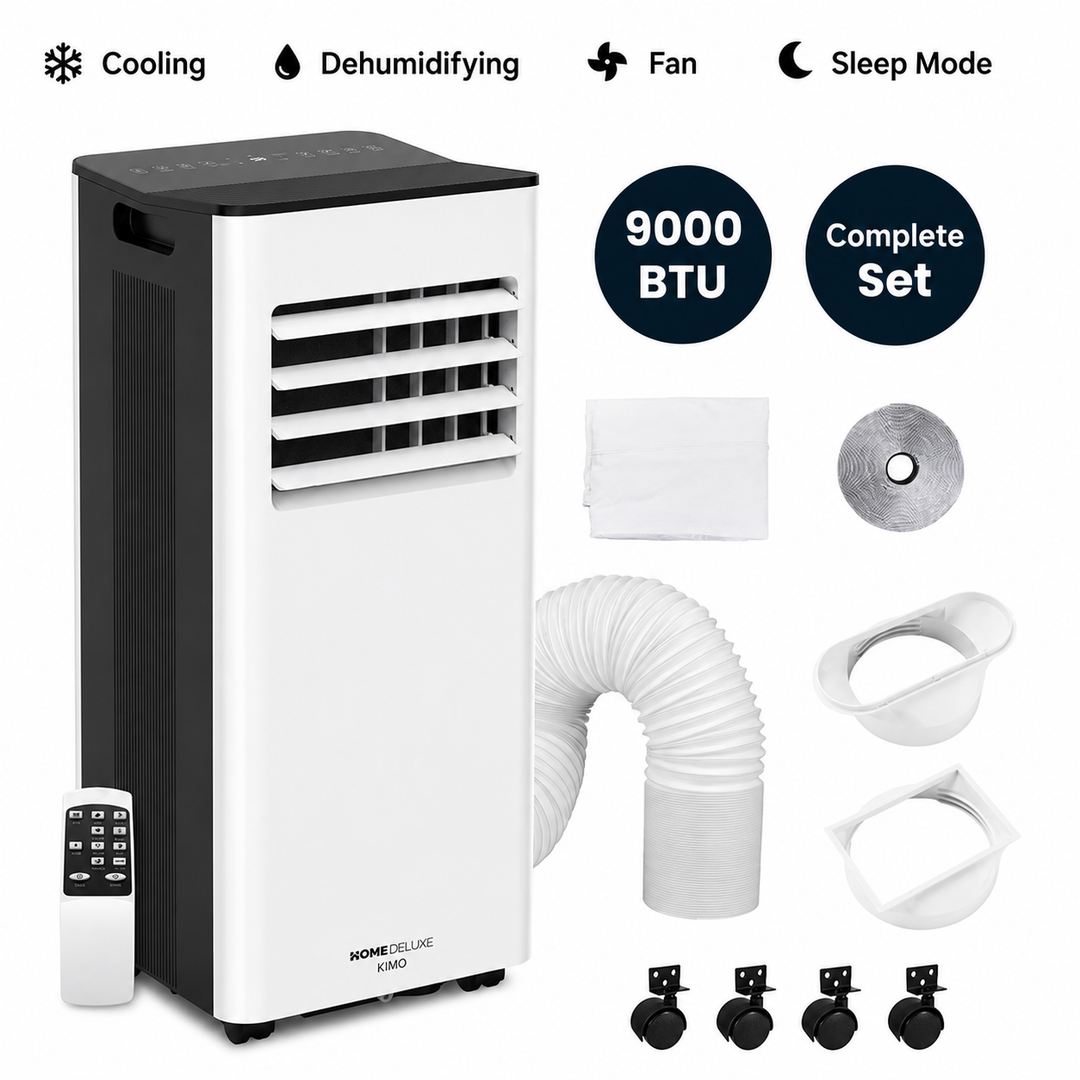 KIMO 9000 BTU Portable Air Conditioner – White/Black