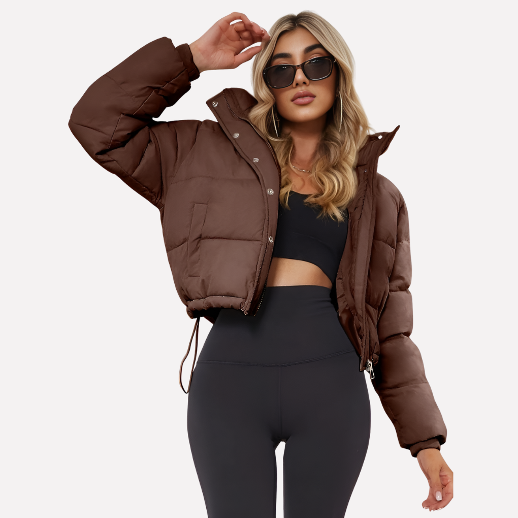Women’s Short Jacket with Hood and Front Zippe