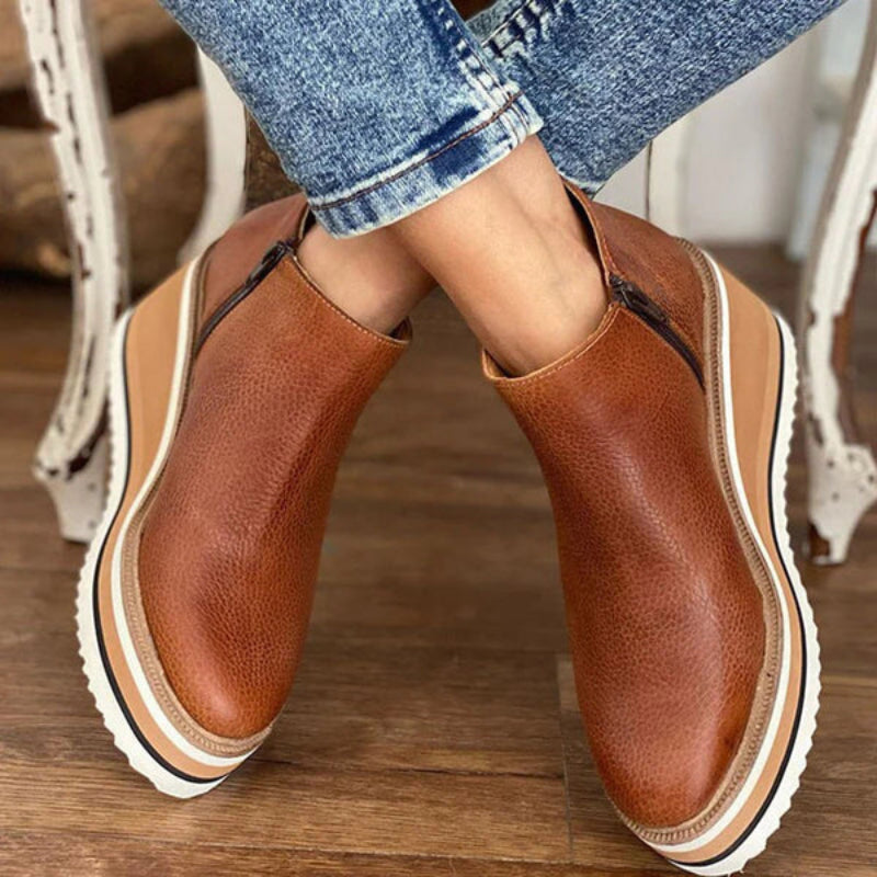 Women's Wedge Ankle Boots with Vintage Charm