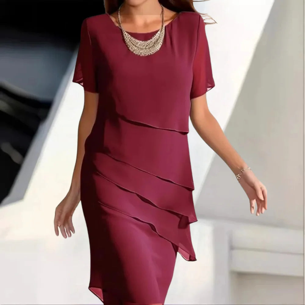 Luxe Chiffon Midi Dress for Women