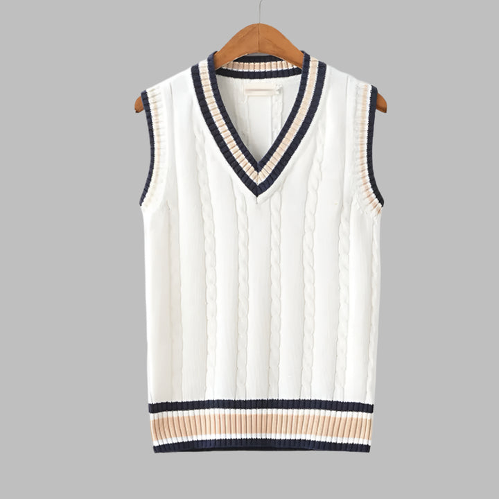 Retro Striped Preppy Style Sleeveless Pullover