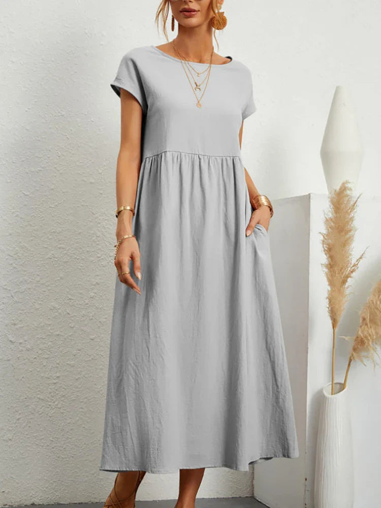 Vintage Cotton O-Neck Dress
