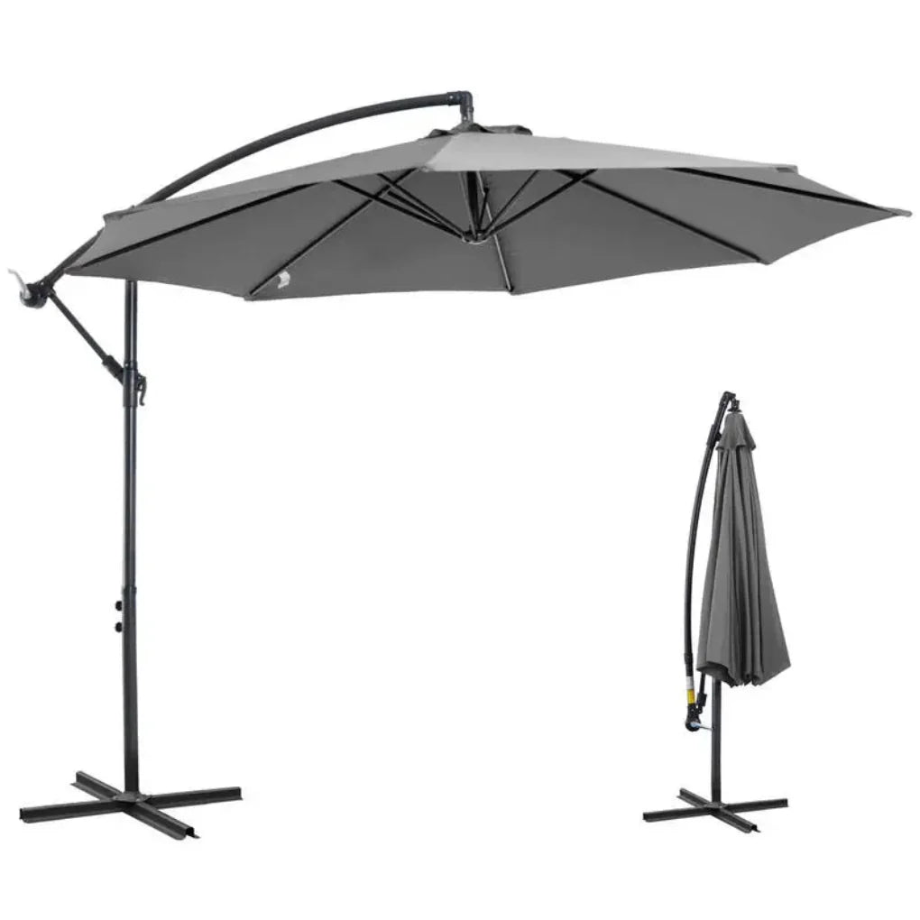 Parasol with hand crank, weatherproof, 2.95 m x 2.95 m x 2.45 m, polyester, steel, black