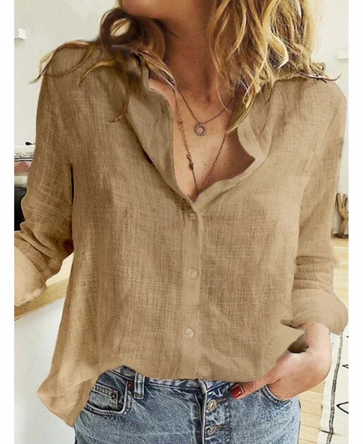 Long Sleeve Blouse with Elegant Draping and Soft Fabric