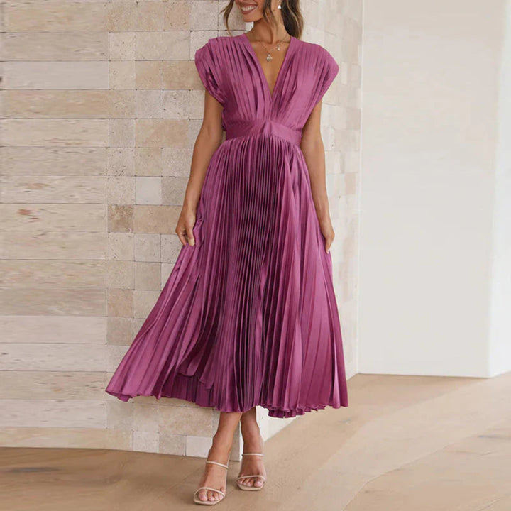 Women’s Modern V-Neck Sleeveless Dress – Chic Day-to-Evening Style