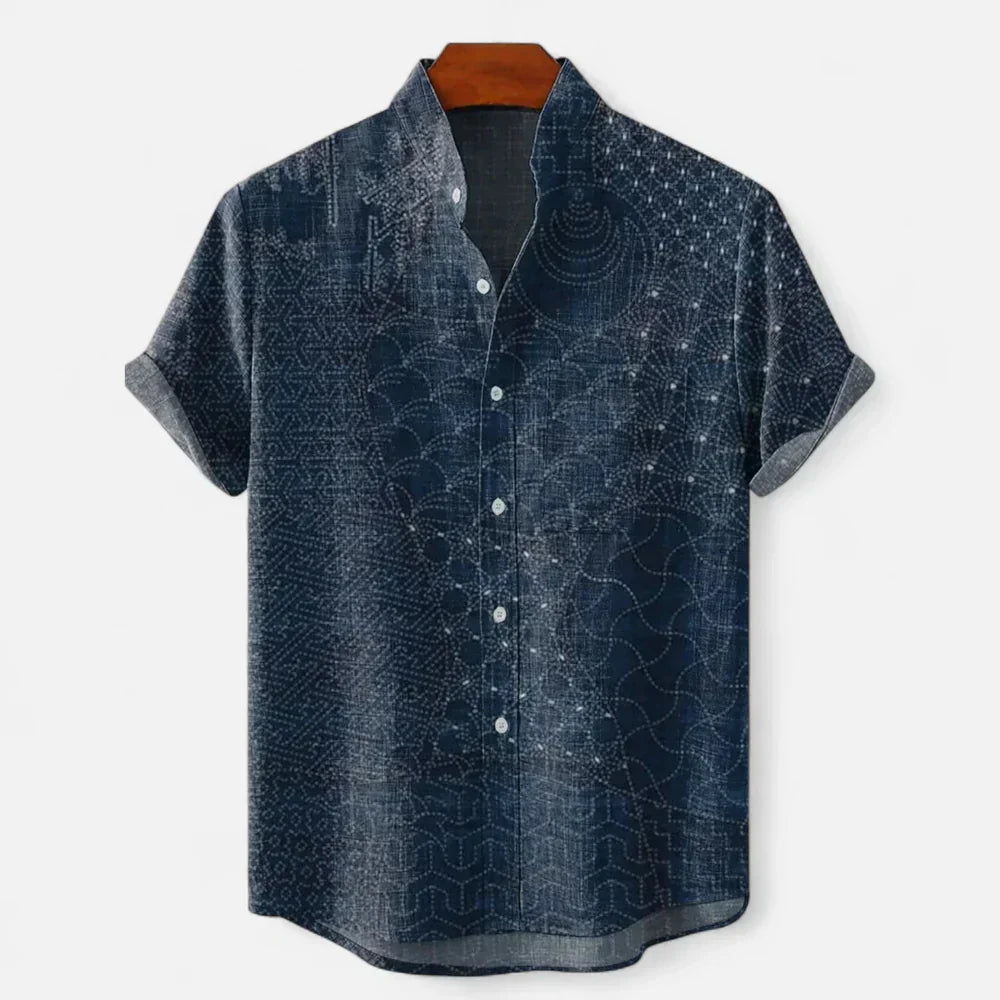 Men’s Premium Linen Artistic Print Short Sleeve Shirt