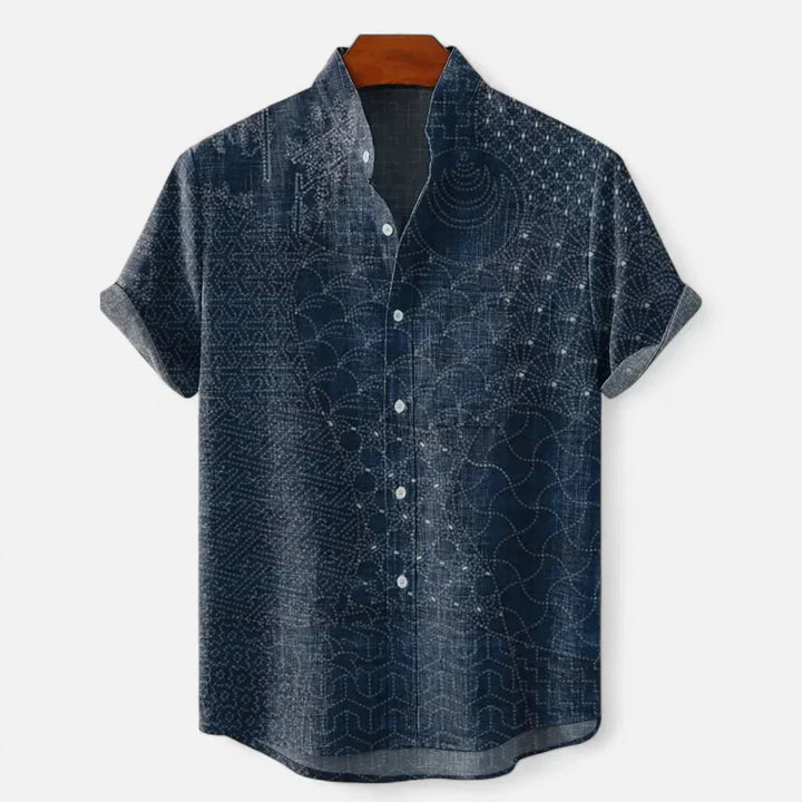 Men’s Premium Linen Artistic Print Short Sleeve Shirt