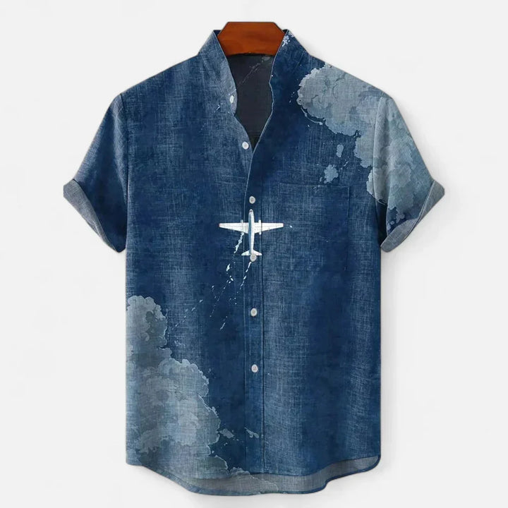 Men’s Premium Linen Artistic Print Short Sleeve Shirt