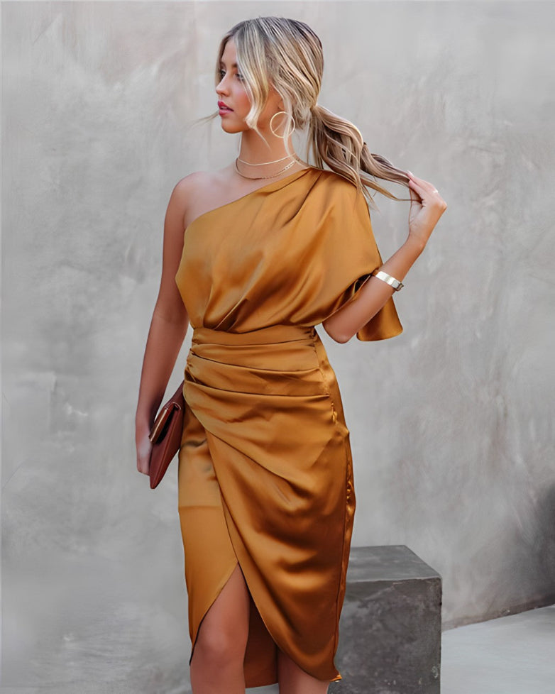 Asymmetrical Off-Shoulder Dress