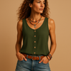 Sleeveless Lightweight Button-Down Top